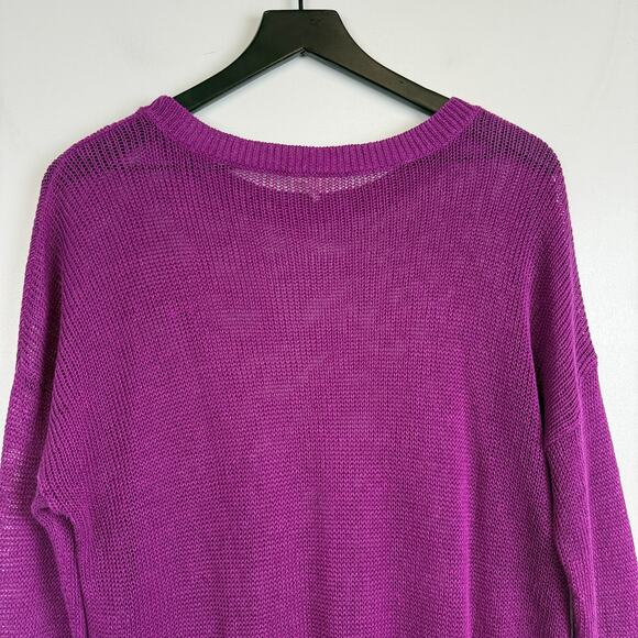 Eileen Fisher Purple Open Knit Tunic Sweater - M - Picture 7 of 9